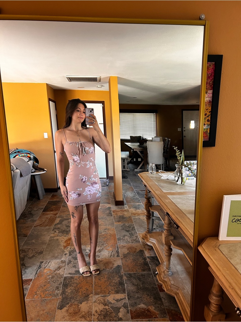 Windsor Blush Pink Floral Tie Strap Bodycon Mini Dress Size Small